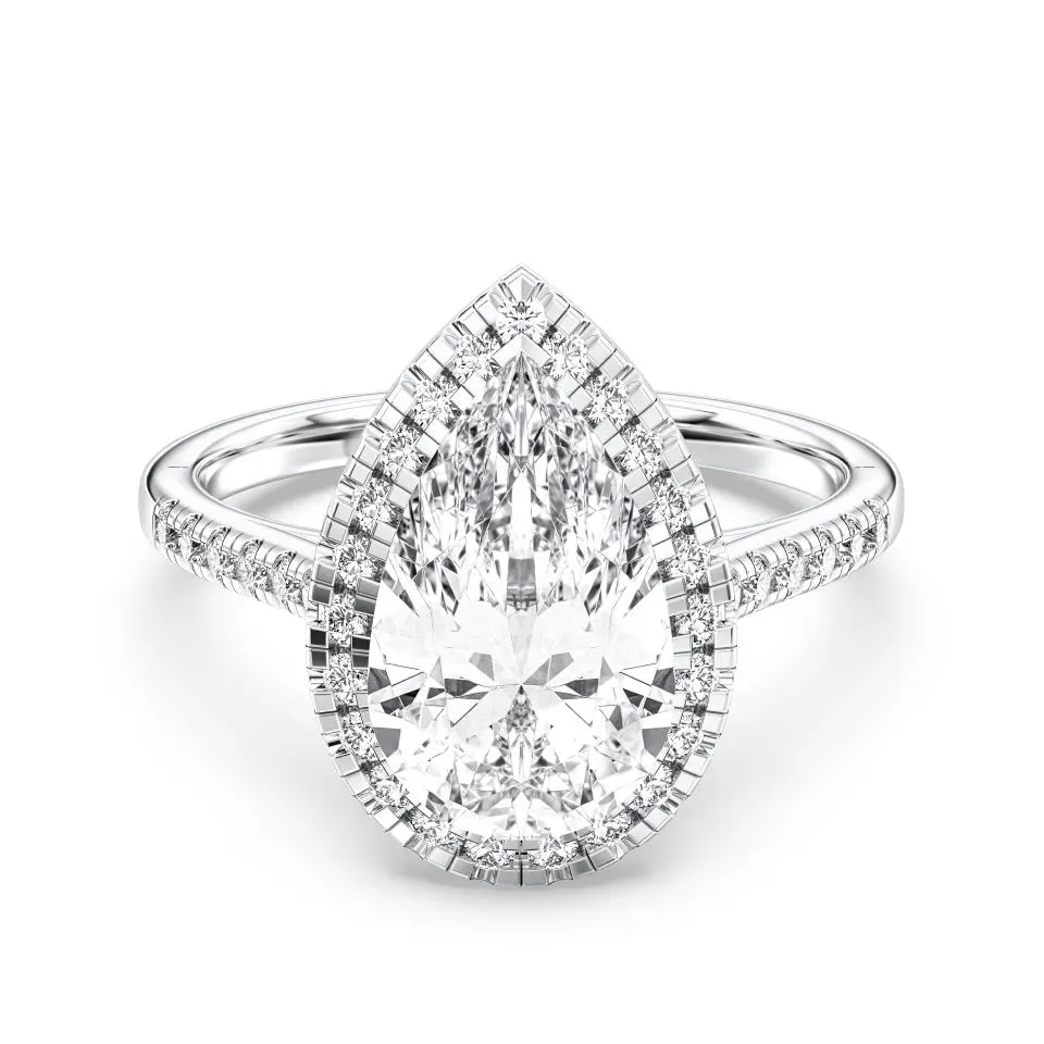 White gold Pear Cut Flush Set Halo