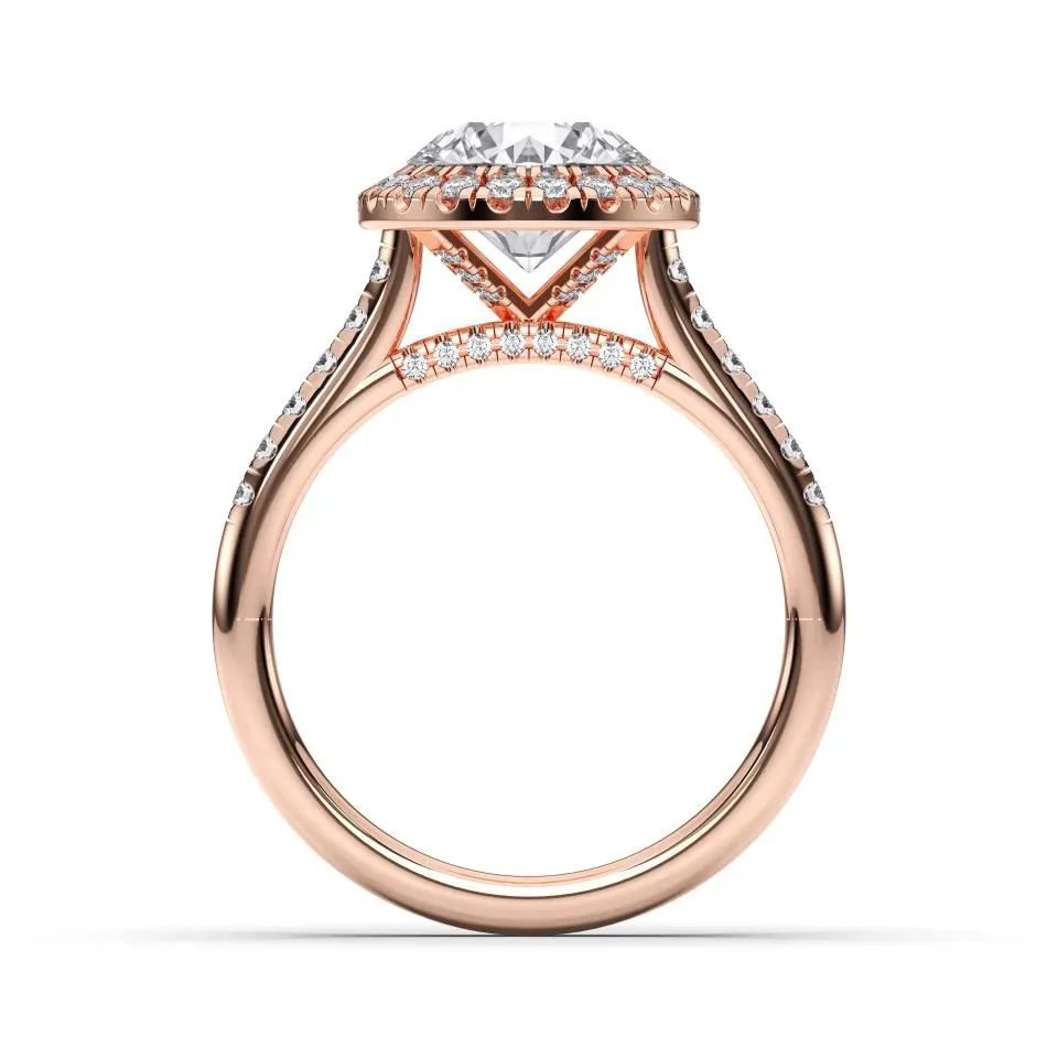 Rose gold Round Cut Flush Set Halo