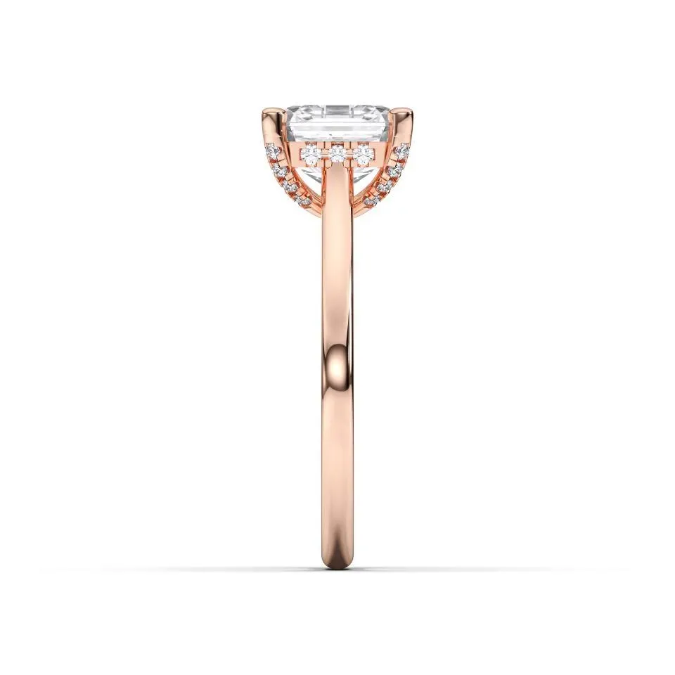 Rose gold Asscher Cut Hidden Halo Ring