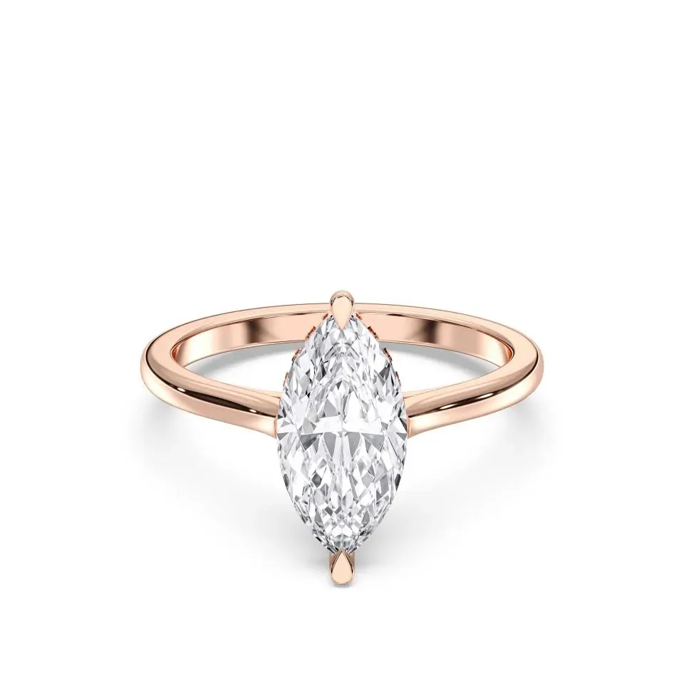 Rose gold Marquise Cut Hidden Halo Ring