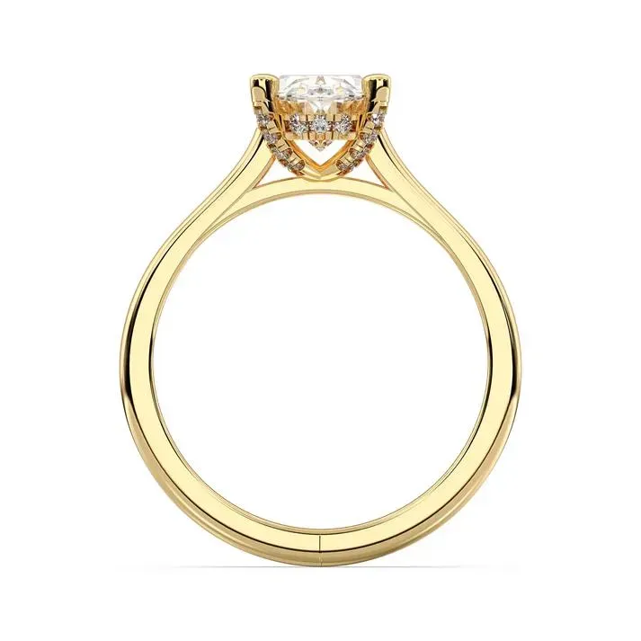 Yellow gold Oval Cut Hidden Halo Ring
