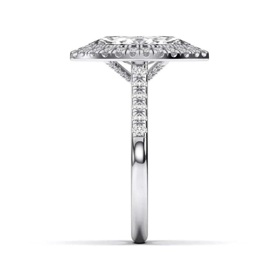 White gold Heart Cut Flush Set Halo