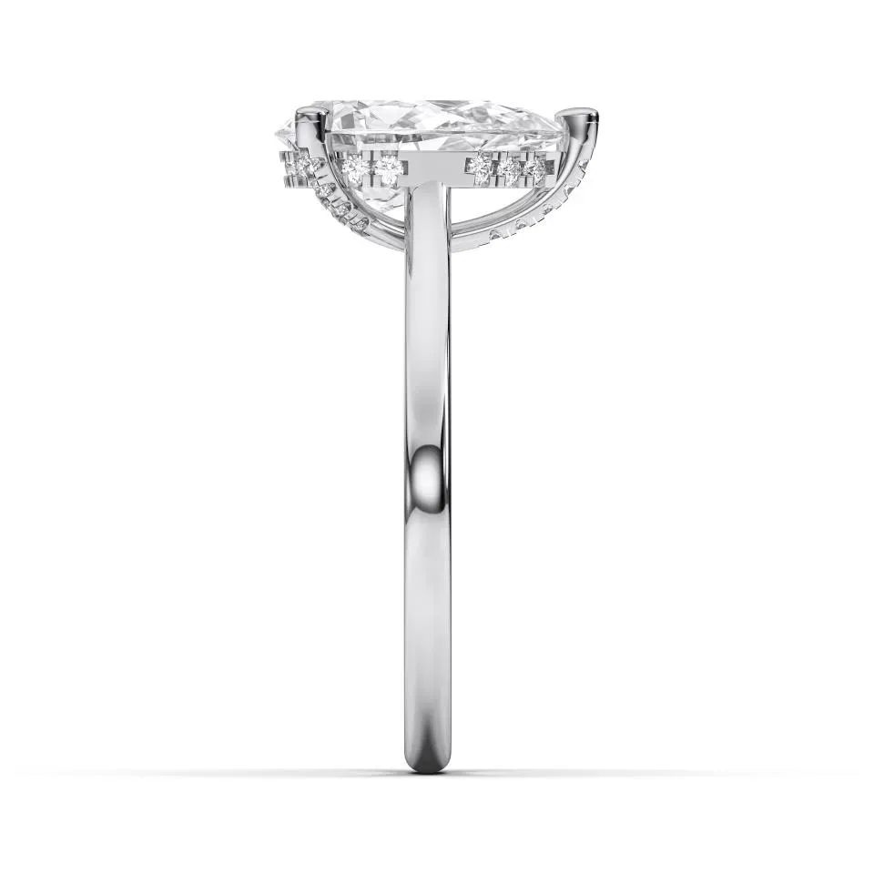 White gold Pear Cut Hidden Halo Ring