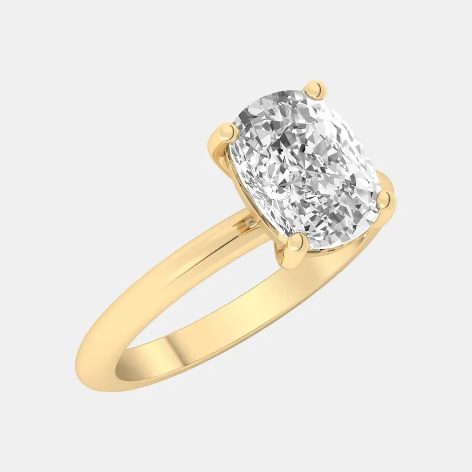 Yellow gold Cushion Cut Solitaire Ring