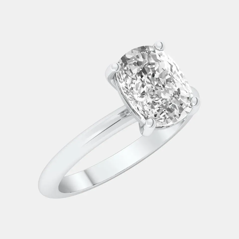 Silver Cushion Cut Solitaire Ring
