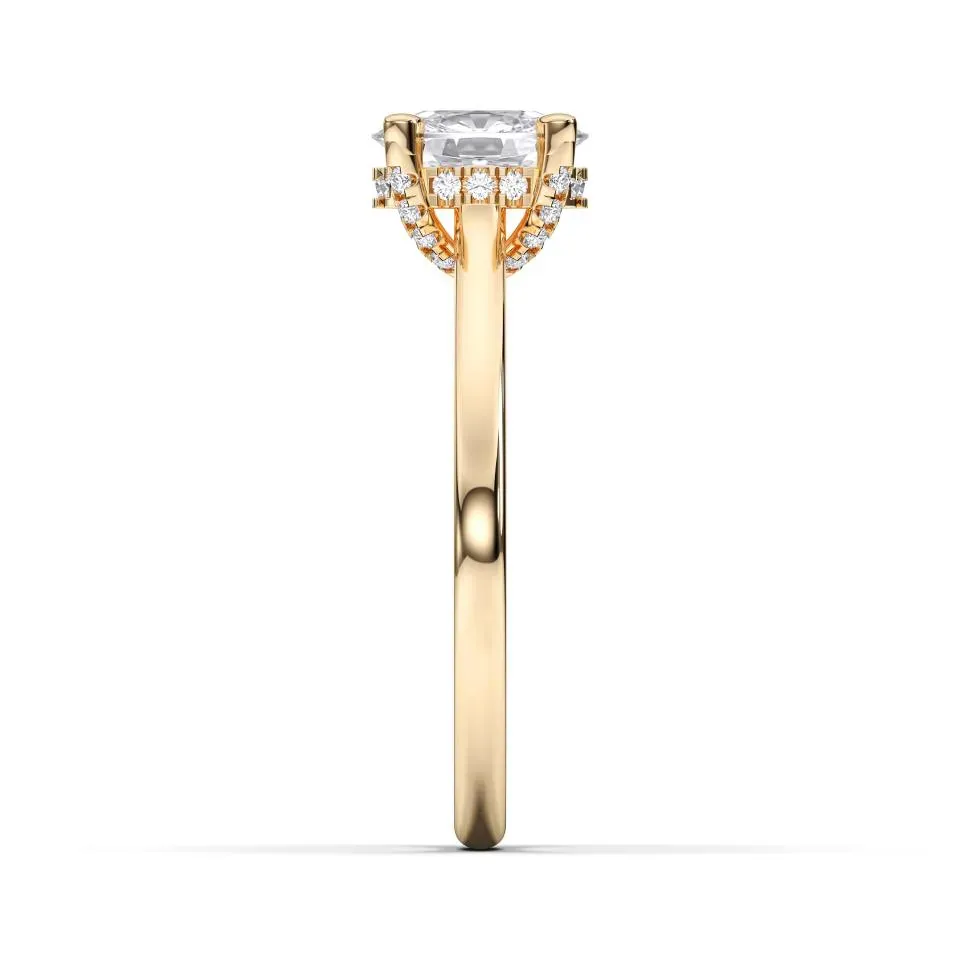 Yellow gold Cushion Cut Hidden Halo Ring
