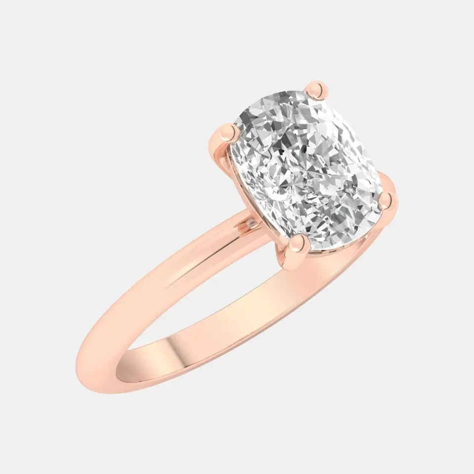 Rose gold Cushion Cut Solitaire Ring