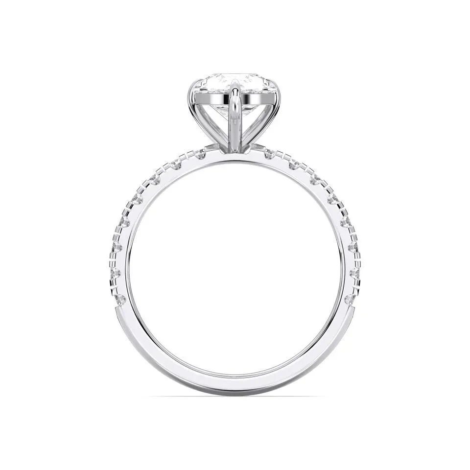 White gold Pear Cut Sidestone Ring (thin)