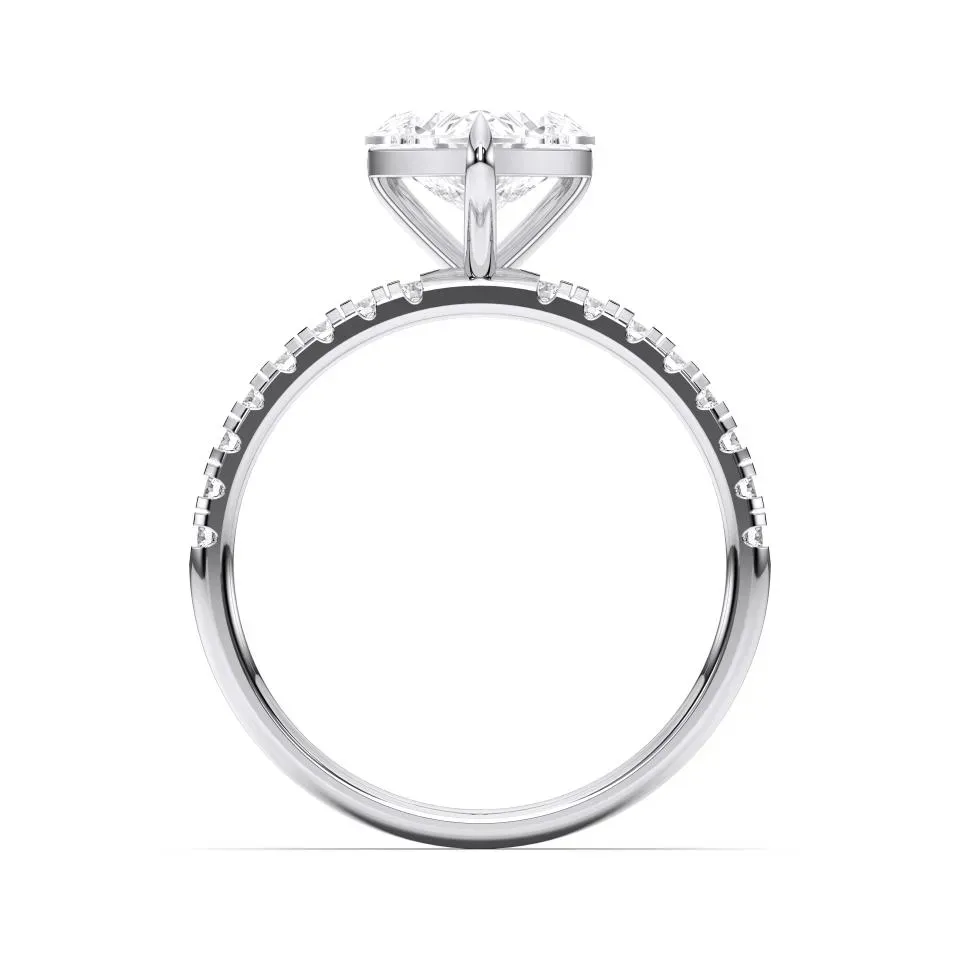 Platinum Heart Cut Sidestone Ring (thin)