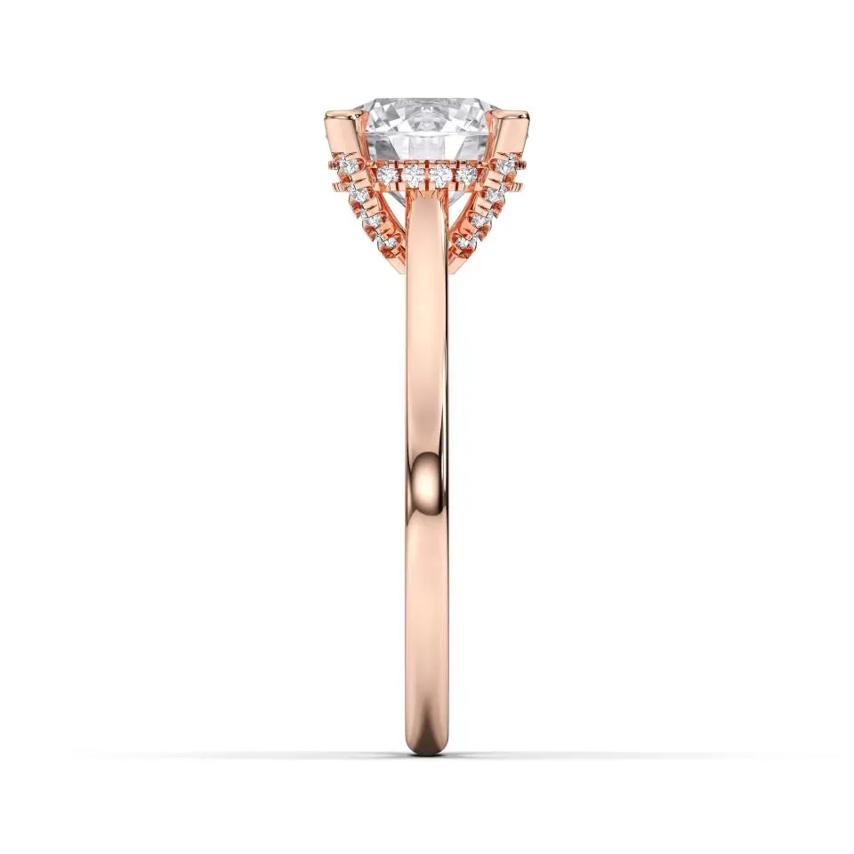 Rose gold Round Cut Hidden Halo Ring
