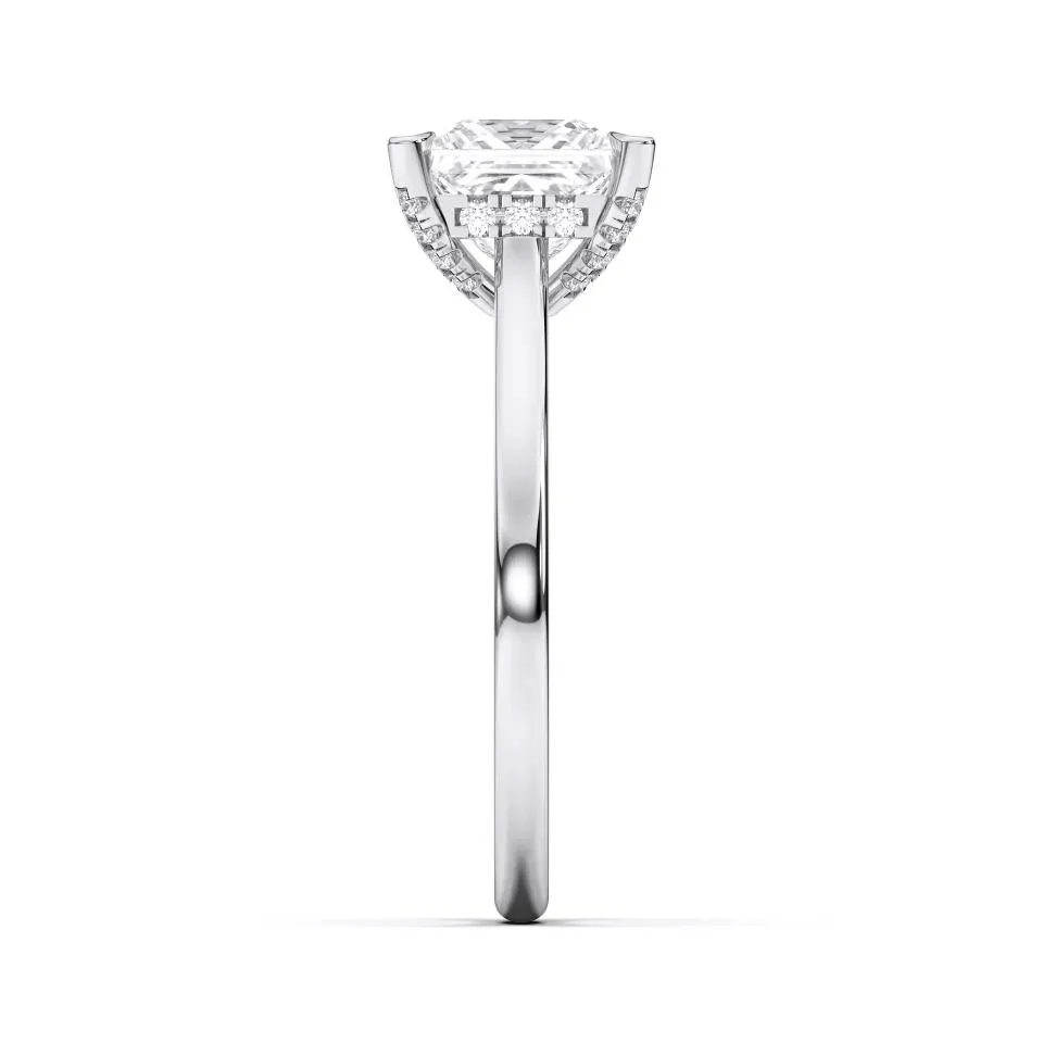 White gold Princess Cut Hidden Halo Ring