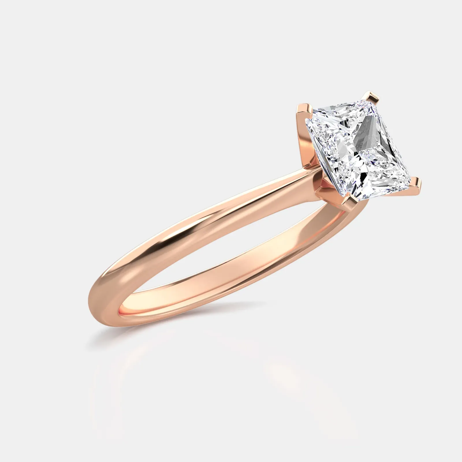 Rose gold Princess Cut Solitaire Ring