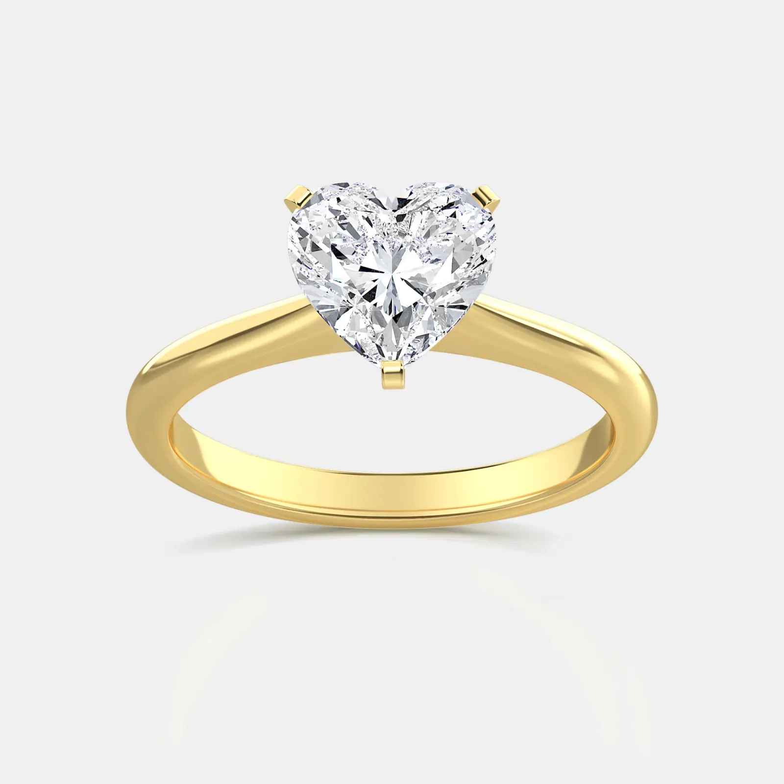 Yellow gold Heart Cut Solitaire Ring