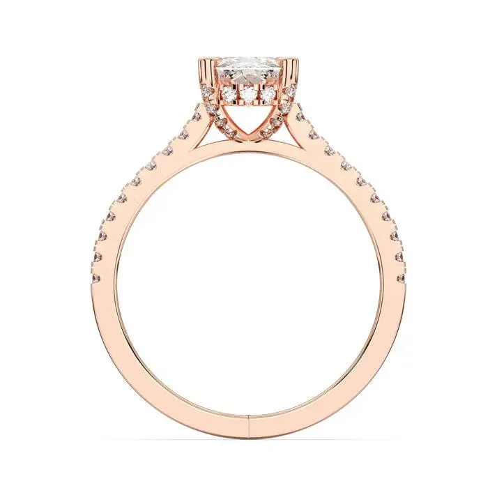 Rose gold Cushion Cut Hidden Halo Ring