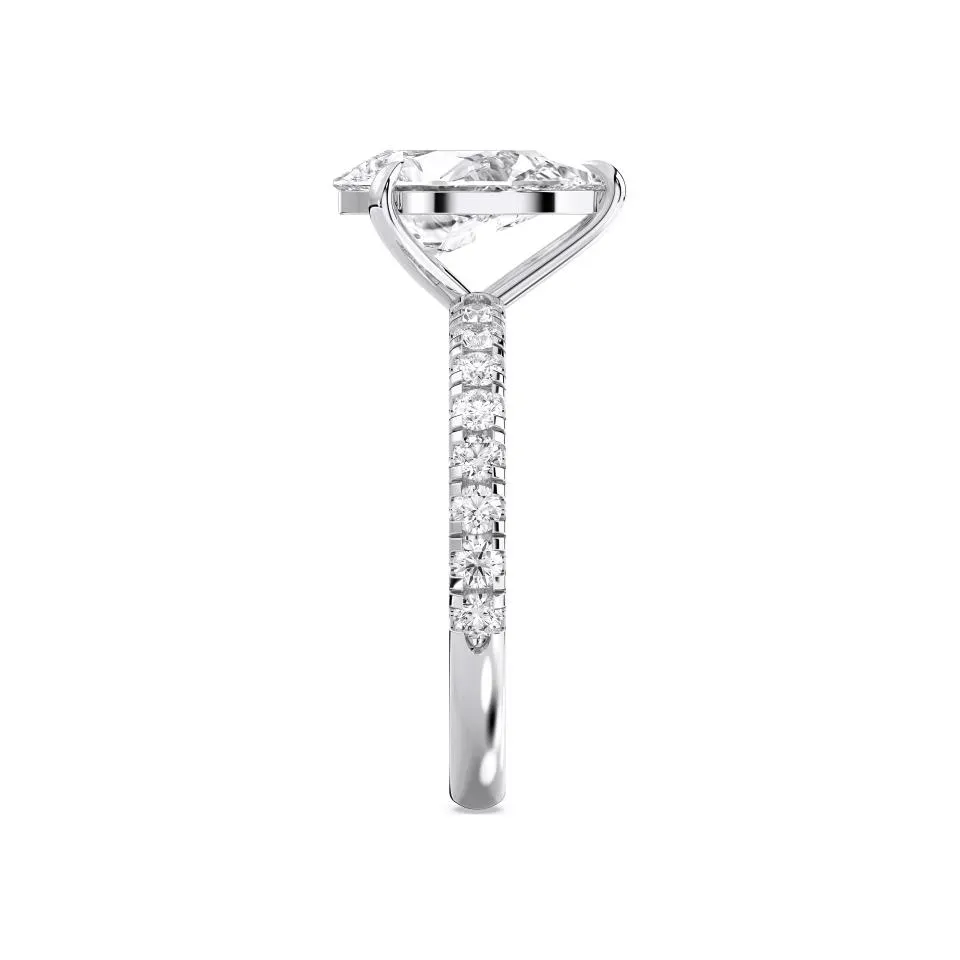 White gold Pear Cut Sidestone Ring (thin)