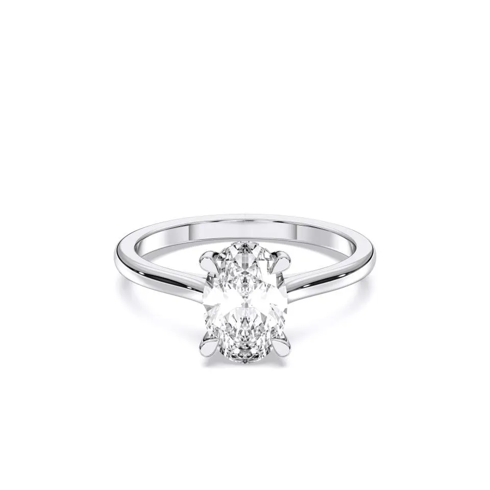 White gold Oval Cut Hidden Halo Ring