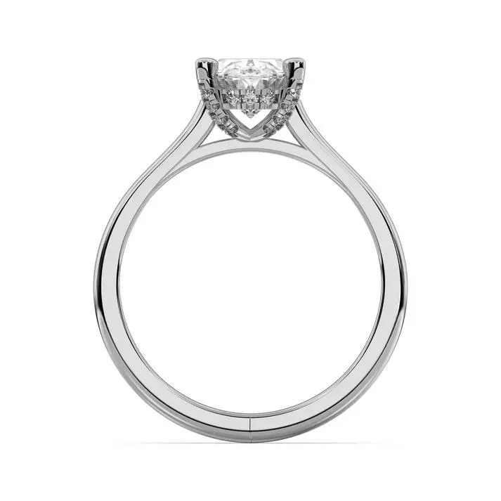 Platinum Oval Cut Hidden Halo Ring