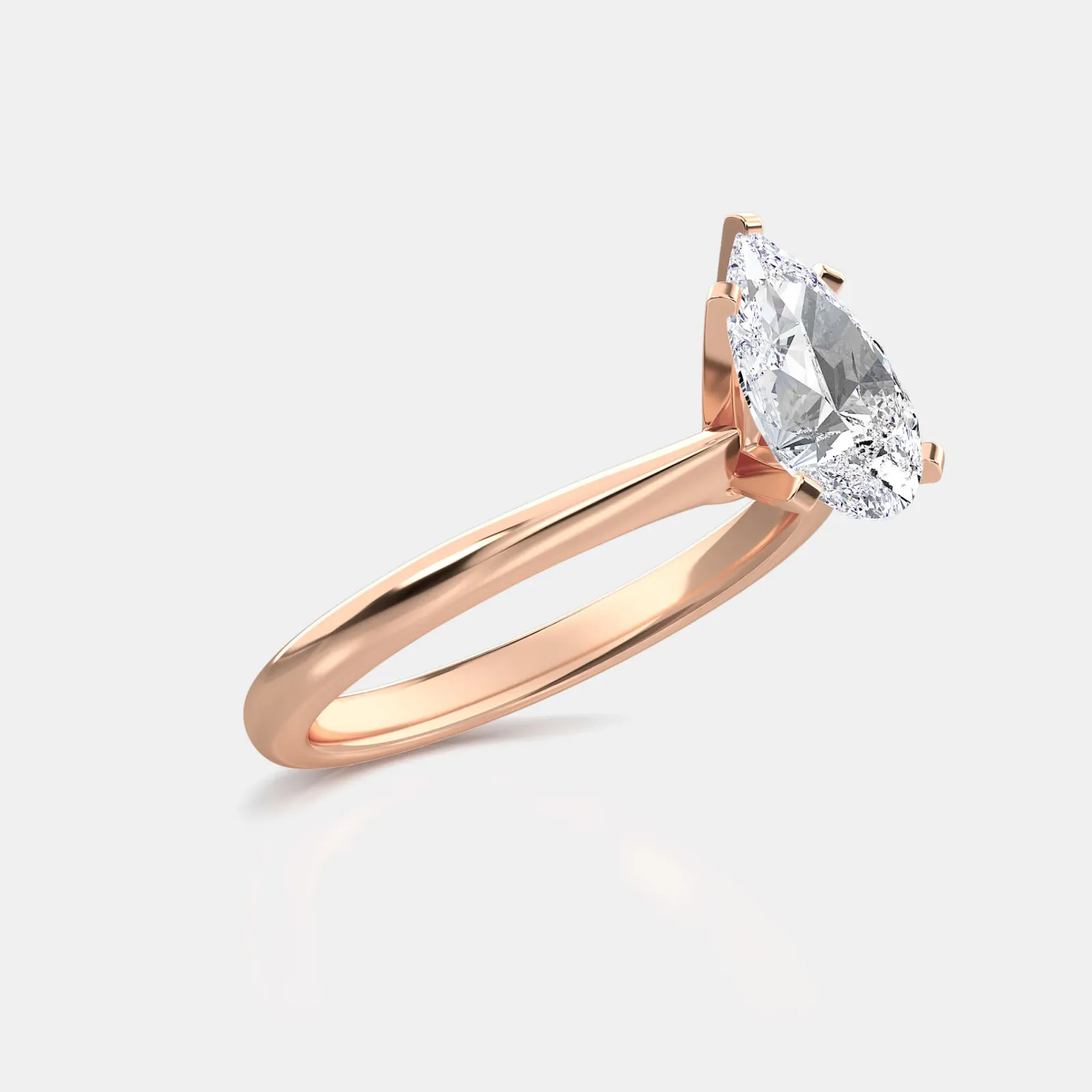 Rose gold Pear Cut Solitaire Ring