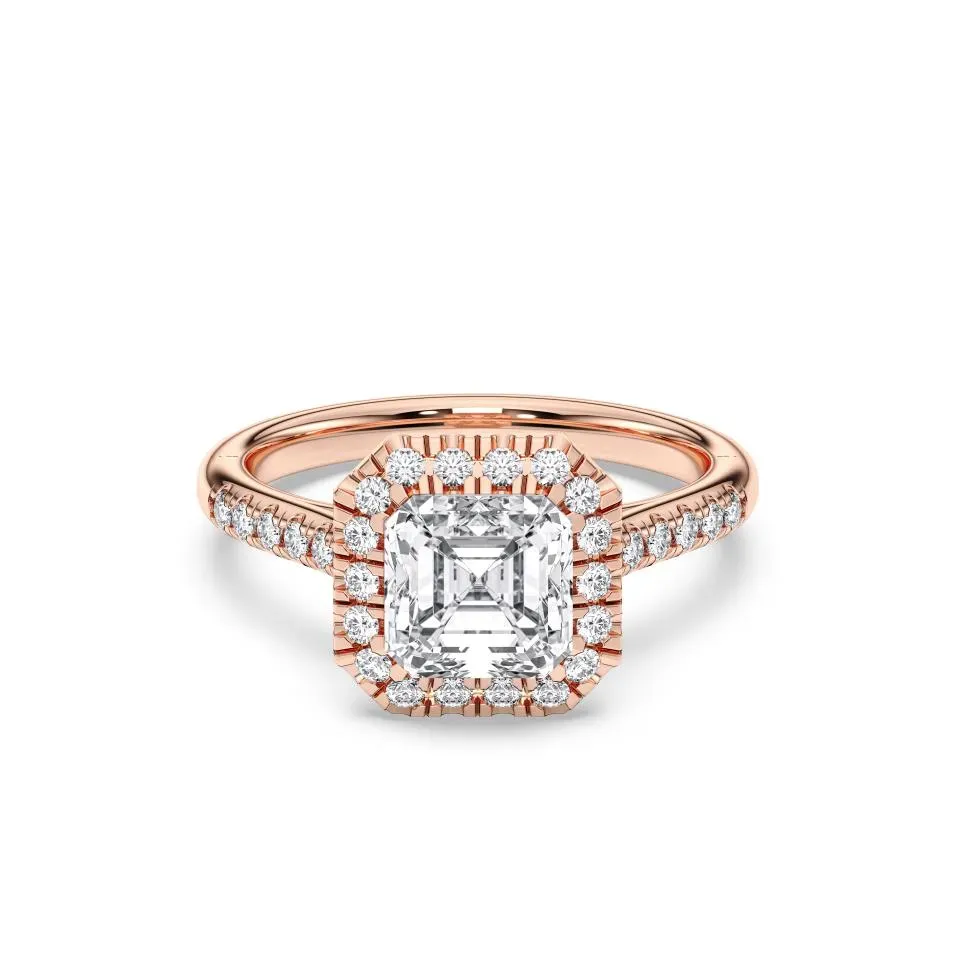 Rose gold Asscher Cut Flush Set Halo