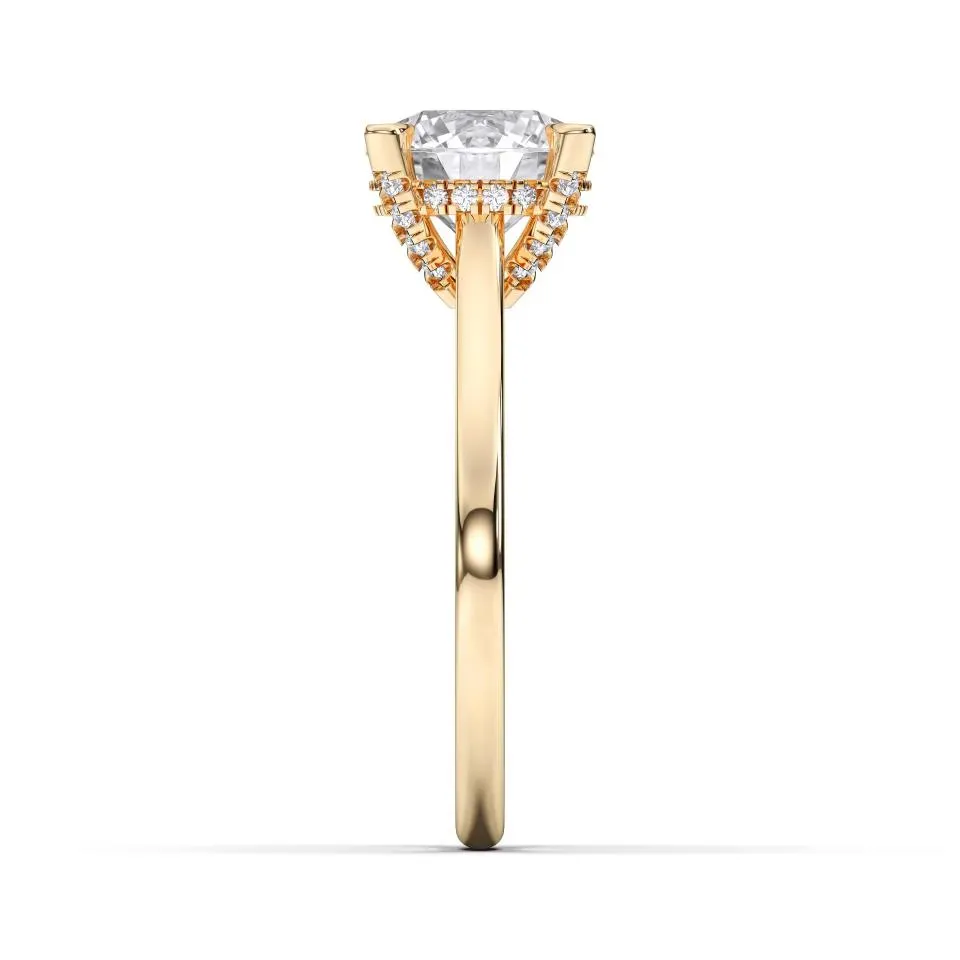 Yellow gold Round Cut Hidden Halo Ring