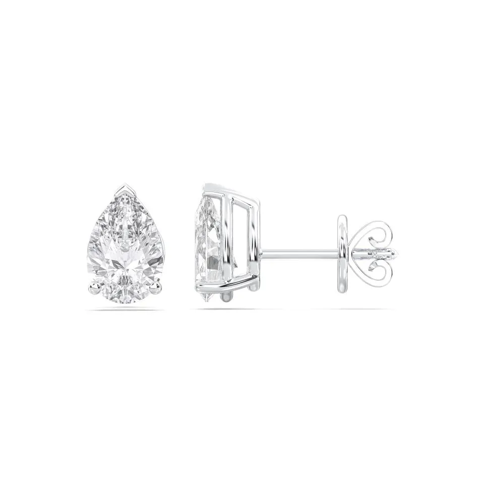 Platinum Pear Cut 4prong Studs