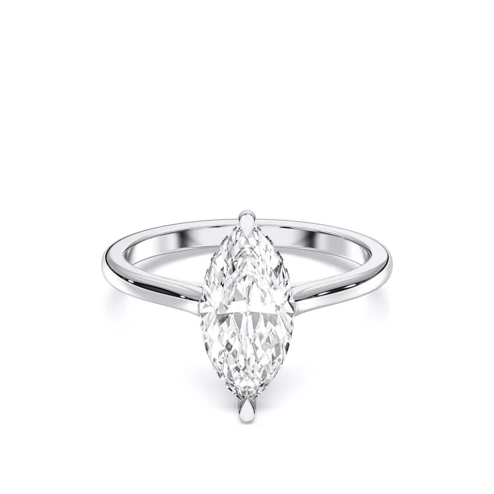White gold Marquise Cut Hidden Halo Ring
