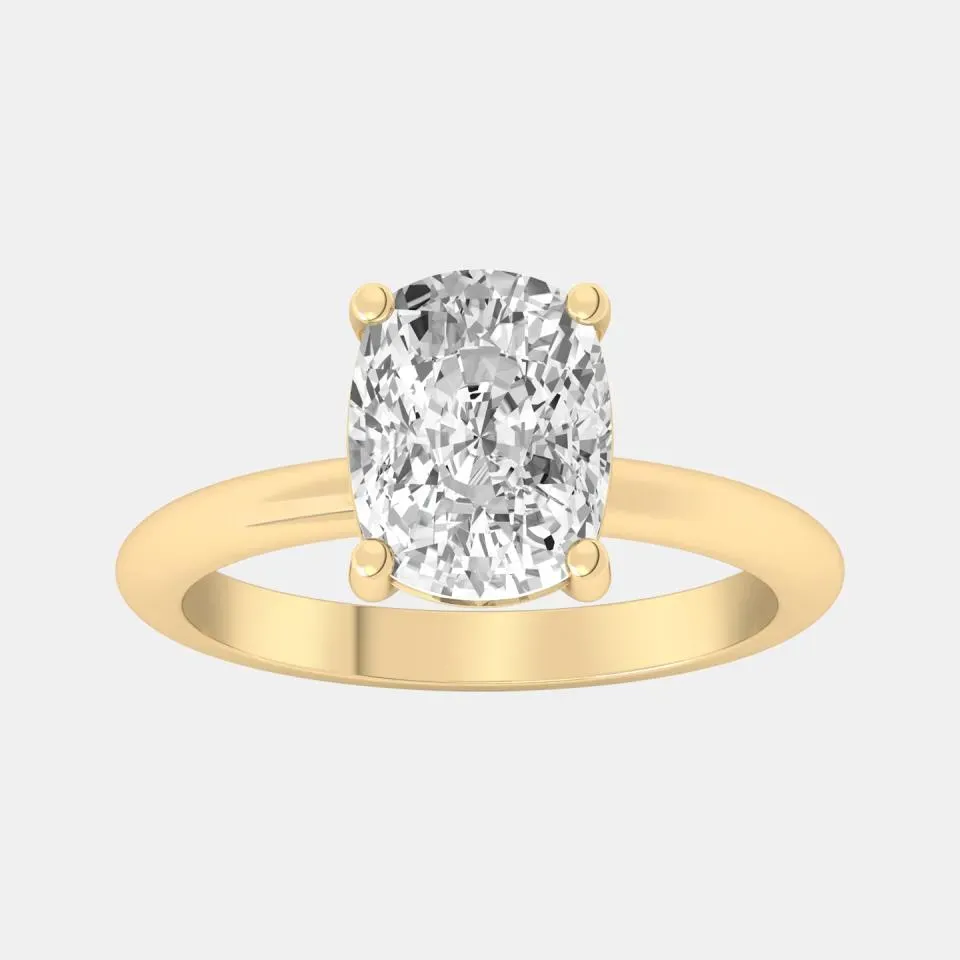 Yellow gold Cushion Cut Solitaire Ring