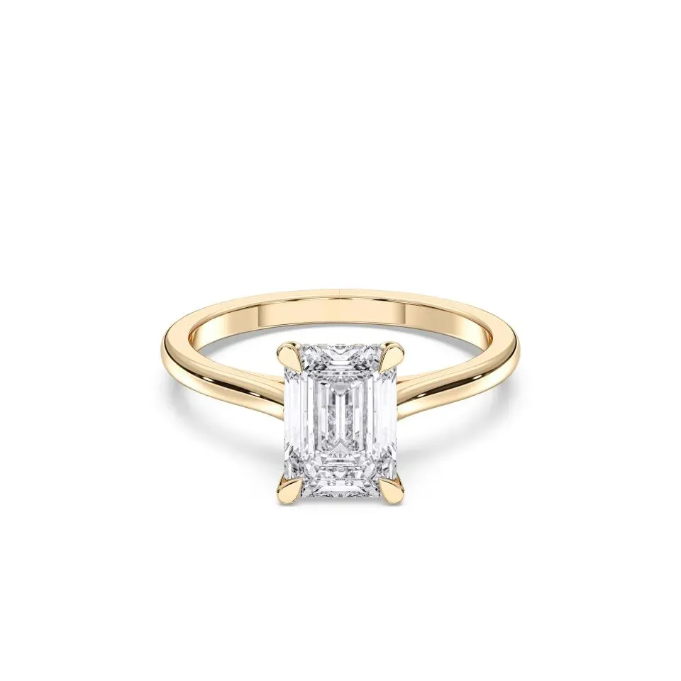 Yellow gold Emerald Cut Hidden Halo Ring