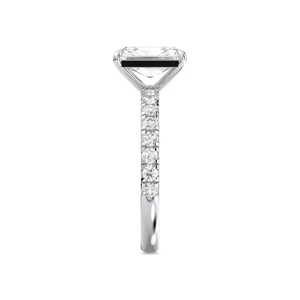Silver Radiant Cut Sidestone Ring (thin)