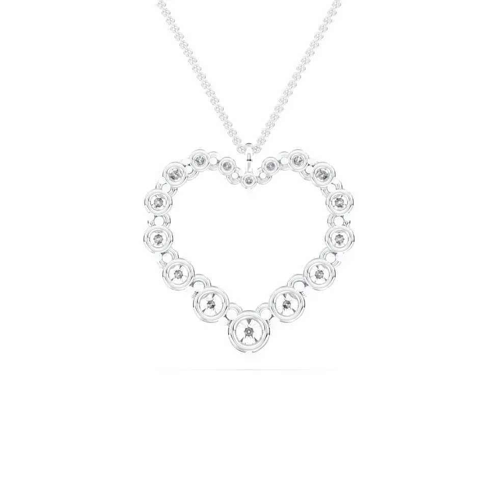 White gold Flexible Heart Pendant - KJP16007