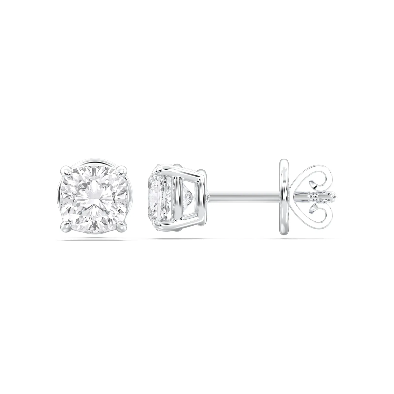 Platinum Cushion Cut 4prong Studs