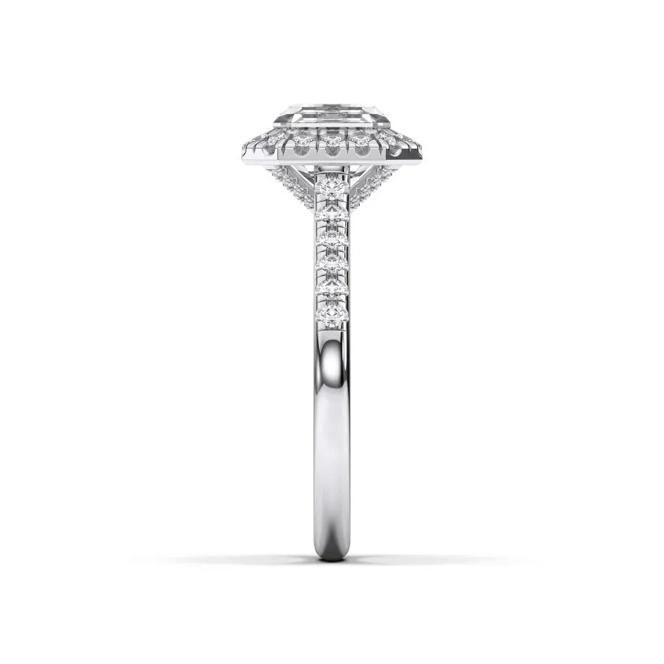 Platinum Asscher Cut Flush Set Halo