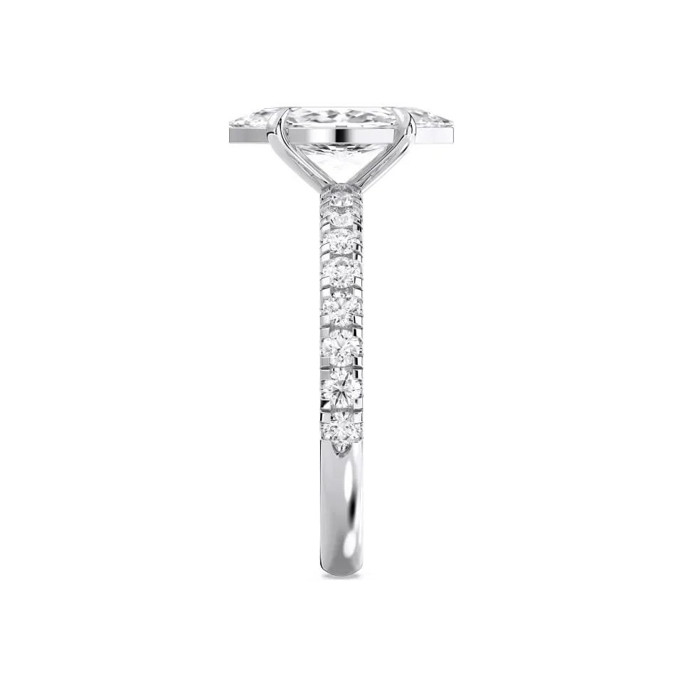 Platinum Marquise Cut Sidestone Ring (thin)