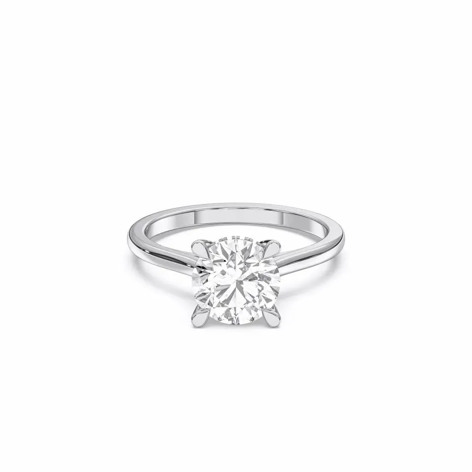 Silver Round Cut Hidden Halo Ring