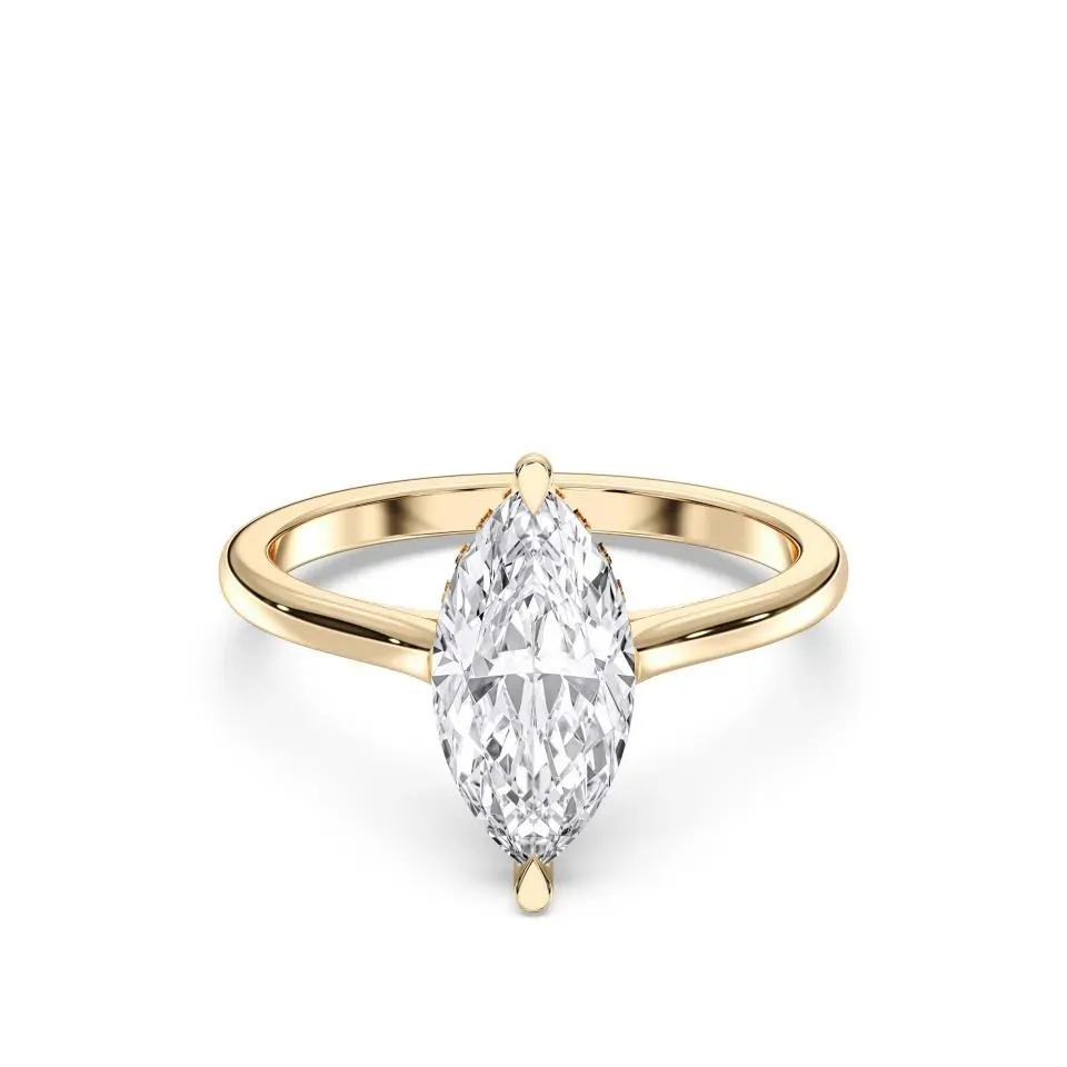 Yellow gold Marquise Cut Hidden Halo Ring