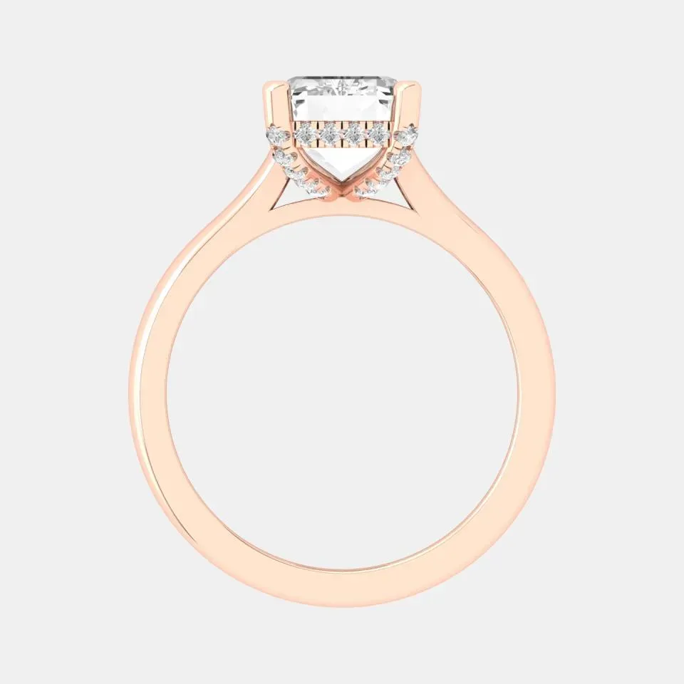 Rose gold Emerald Cut Hidden Halo Ring