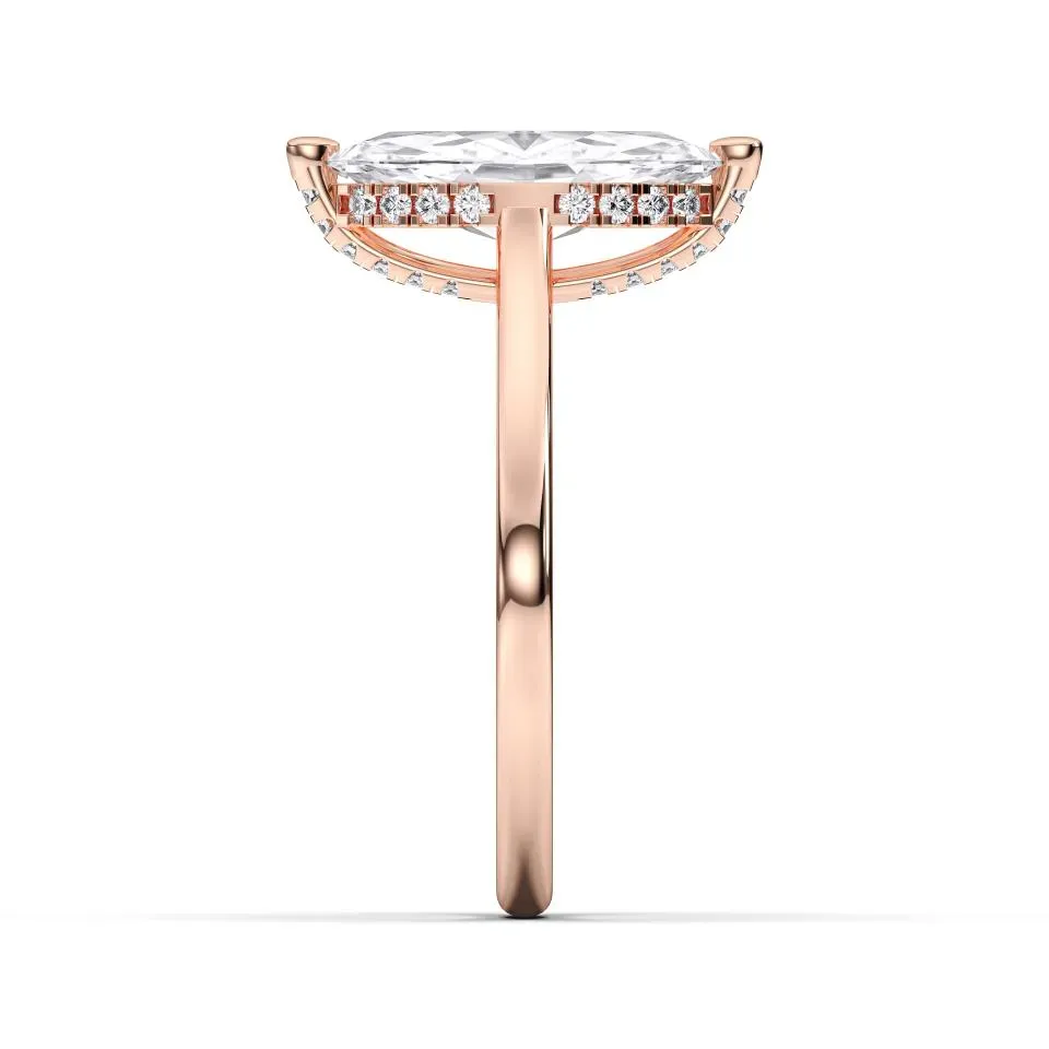 Rose gold Marquise Cut Hidden Halo Ring