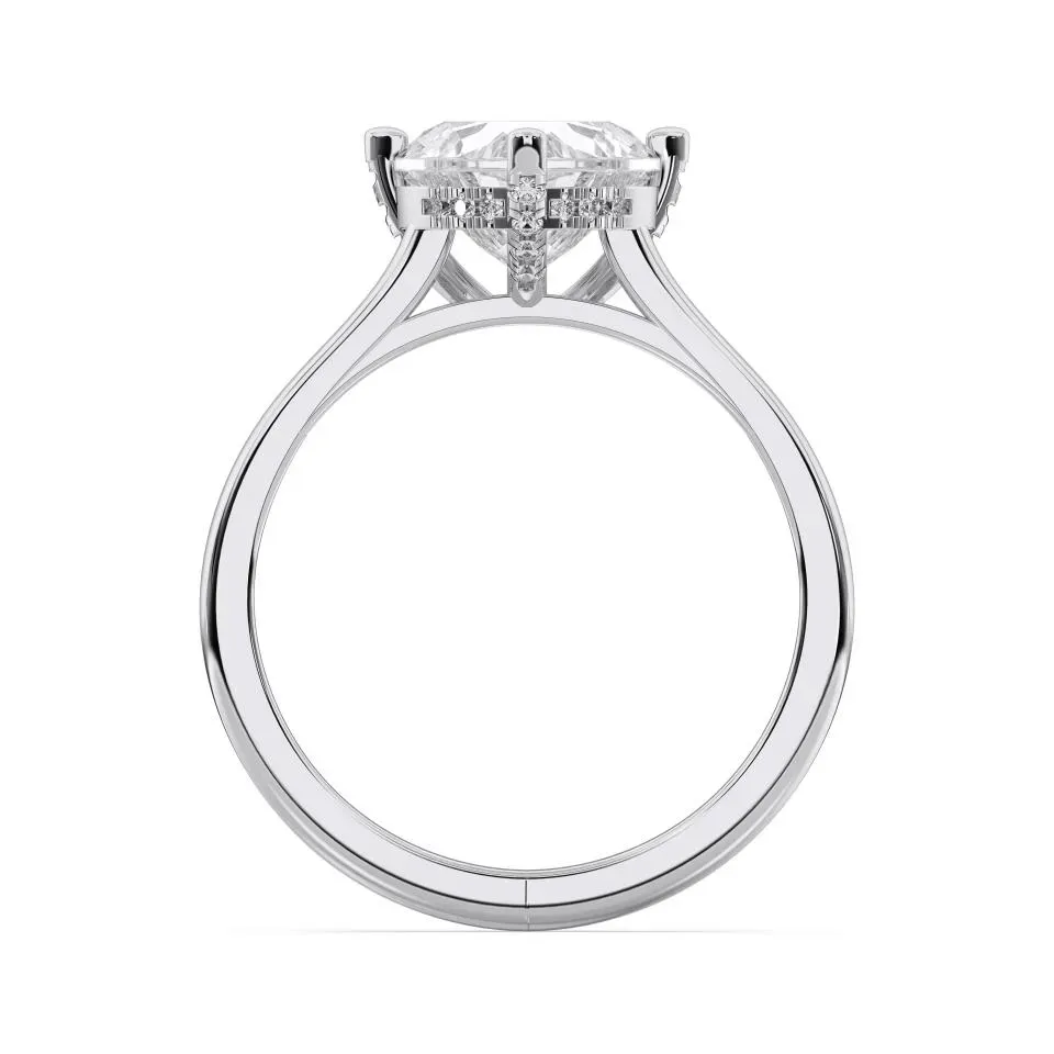 White gold Heart Cut Hidden Halo Ring