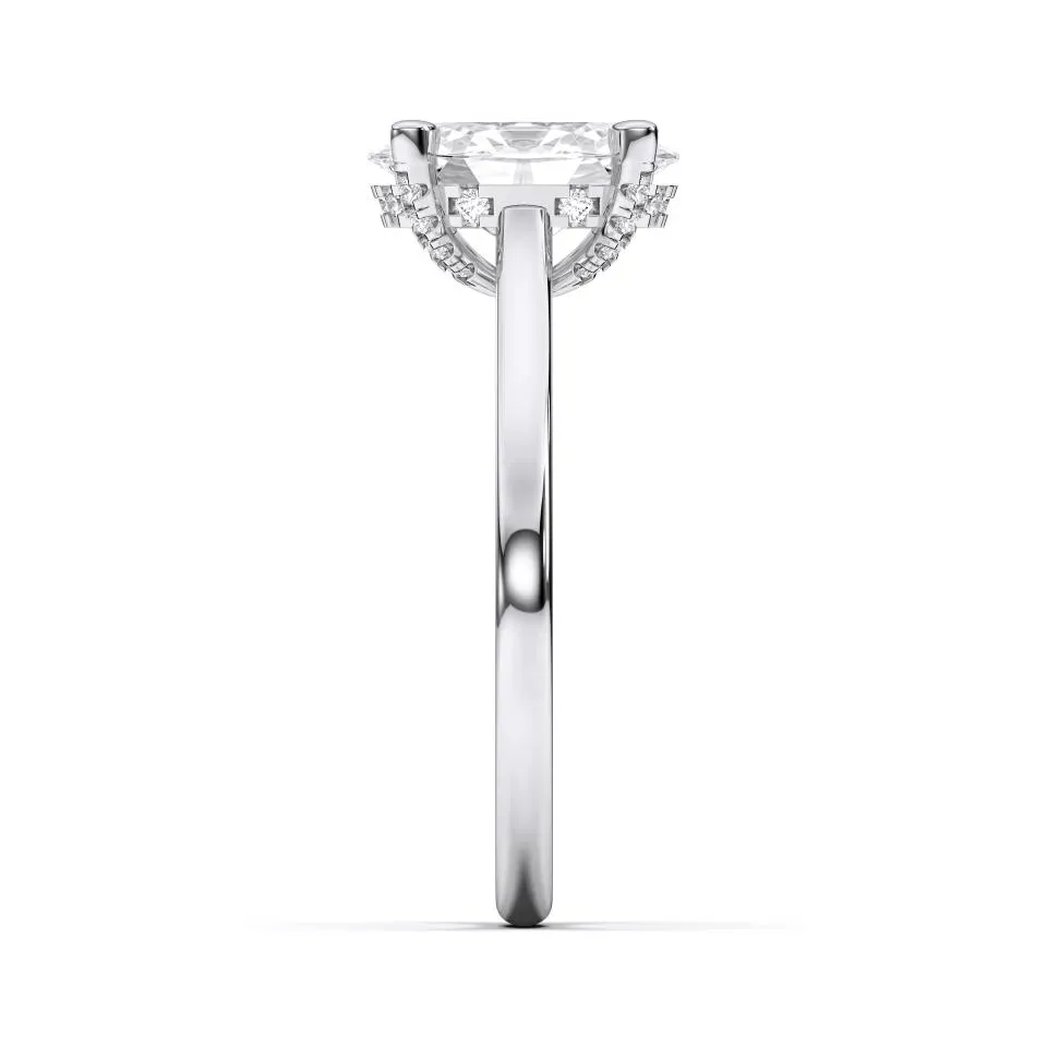 Platinum Oval Cut Hidden Halo Ring