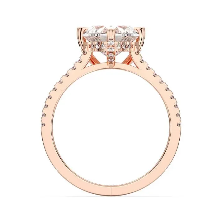 Rose gold Heart Cut Hidden Halo Ring