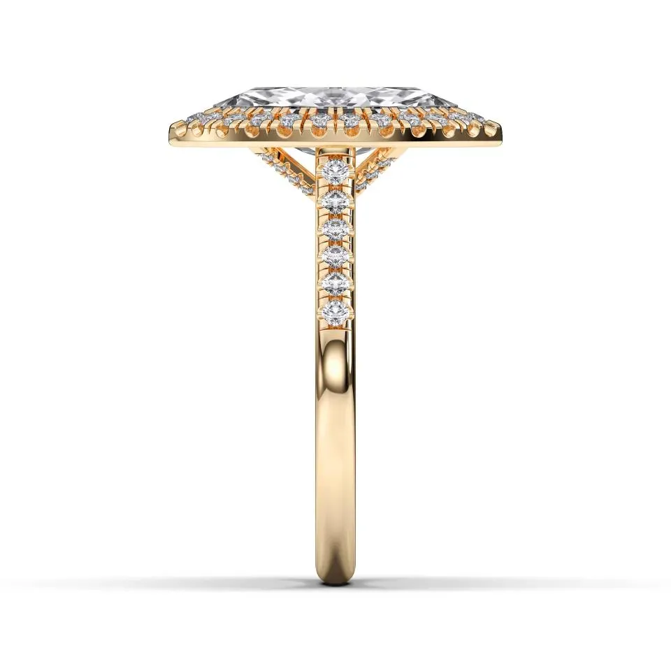 Yellow gold Heart Cut Flush Set Halo
