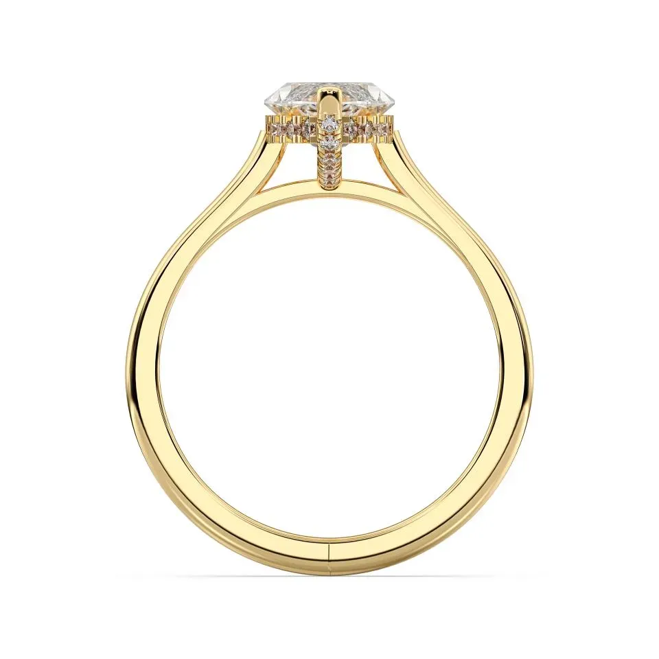 Yellow gold Marquise Cut Hidden Halo Ring