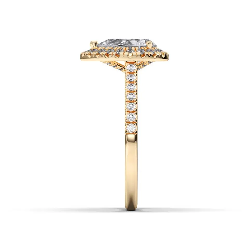Yellow gold Pear Cut Flush Set Halo