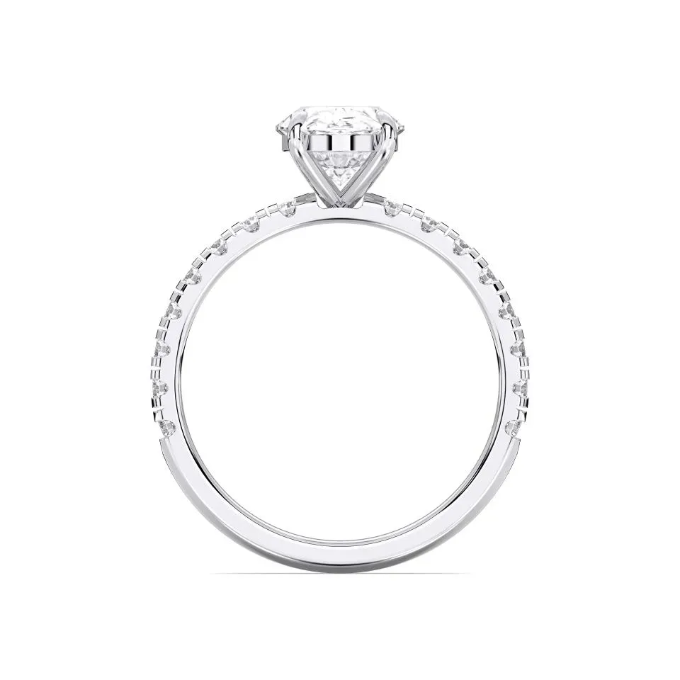 Silver Oval Cut Sidestone Ring (thin)