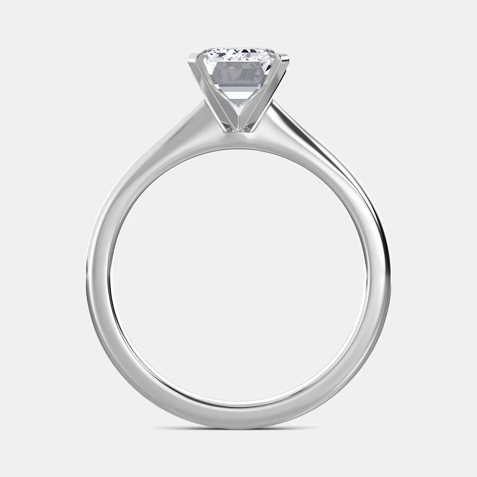Silver Emerald Cut Solitaire Ring