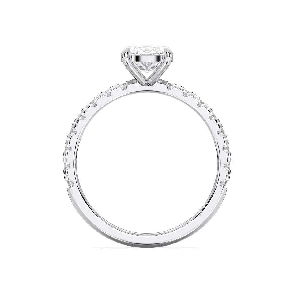White gold Marquise Cut Sidestone Ring (thin)