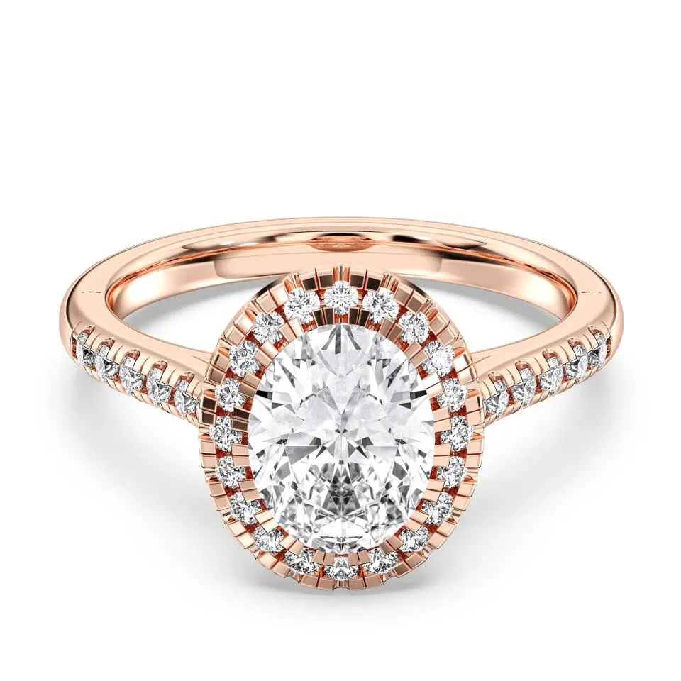 Rose gold Oval Cut Flush Set Halo