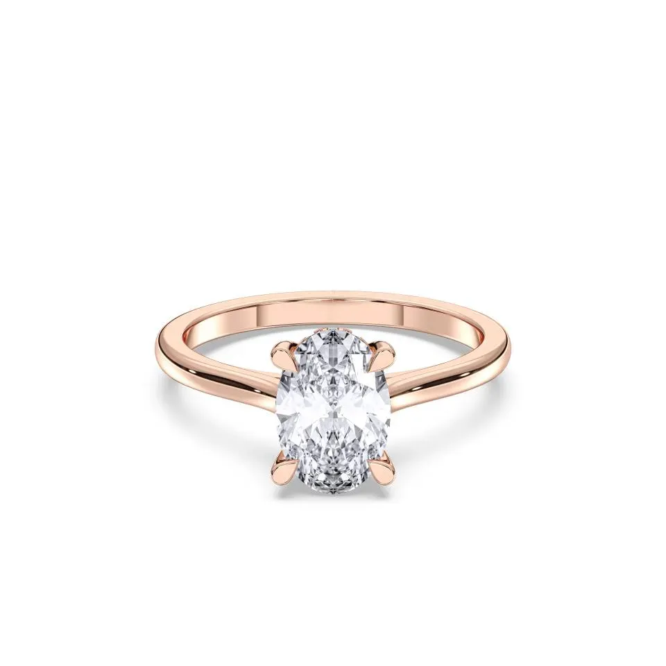 Rose gold Oval Cut Hidden Halo Ring