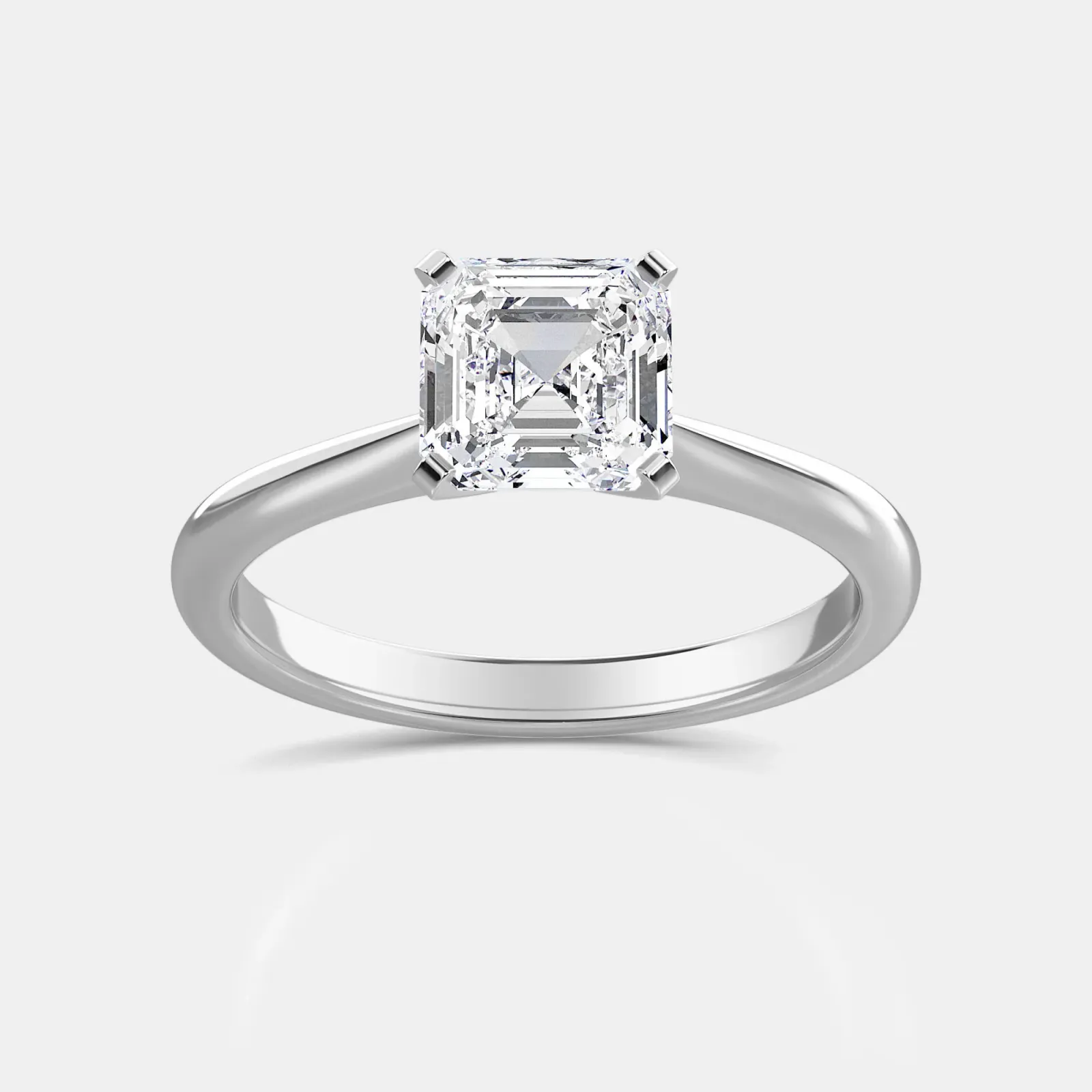 Silver Asscher Cut Solitaire Ring