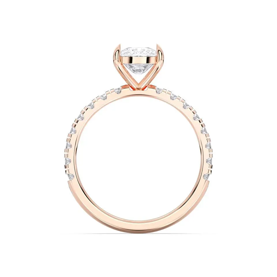 Rose gold Cushion Cut Sidestone Ring (thin)
